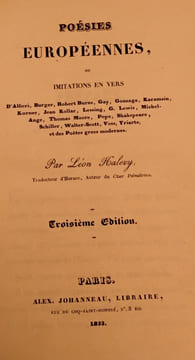 Poésies européennes . Halevy leon