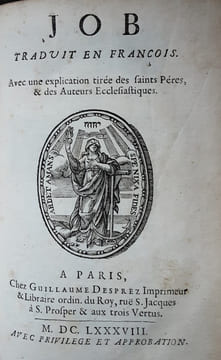 JOB TRADUIT EN FRANCAIS AVEC UNE EXPLICATION TIREE DES SAINTS PERES ET DES AUTEURS ECCLESIASTIQUES. job