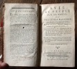 Avis au Peuple sur sa Santé ou Traité des Maladies les plus fréquentes.

Edité par DIDOT P. FR. Le Jeune., 1763. TISSOT M.