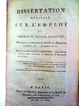 Dissertation Medicale Sur L'emploi Du Tartrite De Potasse Antimonie
. ROUMETTE, C.J.A