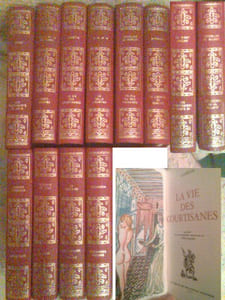 les leçons de la volupté, thémidore, félicia ou mes fredaines, le libertin de qualité, les égarements de julie, les amours de psyché, justine, la vie des courtisanes, la belle libertine, l'anti-justine, les confessionsdu comte., premieres amours. Les douze volumes relié pleins cuir rouge