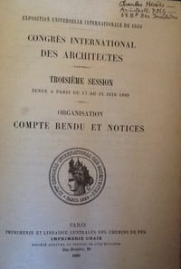 congrès International des Architectes. Troisième session tenue à Paris du 17 au 22 juin 1889. Catalogue de l'Exposition de portraits d'architectes organisee a l'ecole des beaux-arts de 1889.