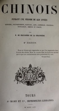 LES CHINOIS PENDANT UNE PERIODE DE 4458 ANNEES: Histoire, Government, Sciences, Arts, Commerce, Industrie, Navigation,
GIRAUDIERE, H. De Chavannes.