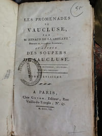 Les promenades de Vaucluse
membre de plusieurs academies, et auteur des soupers de Vaucluse.