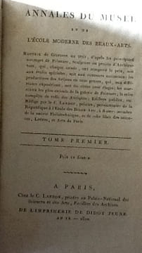 ANNALES DU MUSEE ET DE L' ECOLE MODERNE DES BEAUX-ARTS. TOME PREMIER : RECUEIL DE GRAVURES AU TRAIT. . landon peintre, pensionnaire de la republique a ...