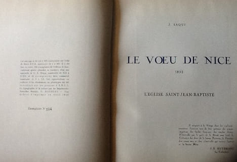 Le voeu de Nice, L'eglise Saint-Jean-Baptiste, 1832. SAQUI J.