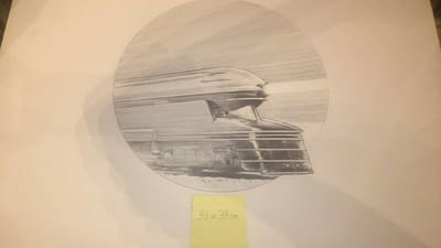lithographie train (ateliers Karcher ) 39cm/99cm