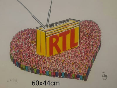 RTL. lithographie originale  de Trez executée dans les Ateliers karcher, dimmensions 60 / 44 cm épreuve d'artiste signée au crayon et dans la planche 
