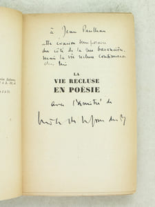 La Vie recluse en Poësie, suivi de Présence et poësie par Daniel-Rops  [ Livre dédicacé par l'auteur à Jean Paulhan - édition originale ]