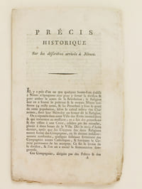 Précis historique sur les désordres arrivés à Nîmes.  [ édition originale ]