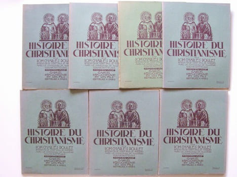Histoire du Christianisme. Moyen-Age [ Tome II ( 2 ): lot des 7 vol. consacrés au Moyen-Age : Fascicules VII à XIII, en 7 vol ]. POULET, Dom Charles