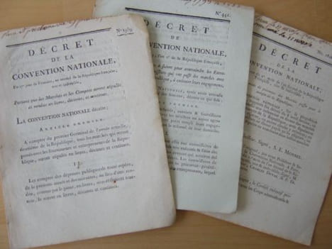 [ 3 décrets de la Révolution Française sur les Marchés Publics ] Décret de la Convention Nationale, du 11e jour du 2e mois de l’an second de la ...