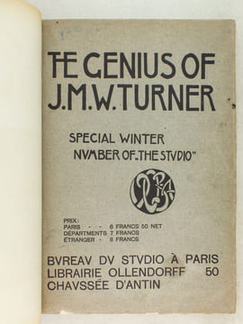 The Genius of J. M. W. Turner. Special winter number of "The Studio".. HOLME, Charles
