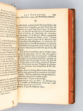 Bibliotèque des Théatres, contenant le Catalogue Alphabétique des Pièces dramatiques, Opéra, Parodies, & Opéra comiques ; & le tems de leurs ...