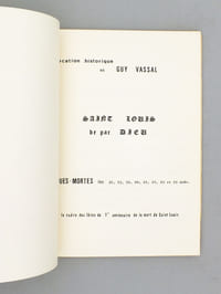 Saint Louis de par Dieu. Dans le cadre des fêtes du 7° centenaire de la mort de Saint Louis, Aigues-Mortes les 14, 15, 16, 20, 21, 22, 23 et 25 août 1970.