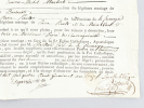 Dispense d'empêchement à mariage du trois au troisième degré de consanguinité accordée à deux paroissiens de La Fresnaye le 20 avril 1804. DE PIDOLL ...