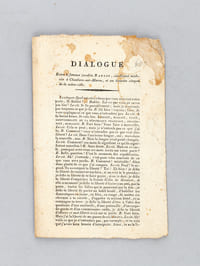 Dialogue entre le fameux jacobin Bablot, soi-disant médecin à Châlons-sur-Marne, et un honnête citoyen de la même ville [ Pamphlet anti-révolutionnaire publié sous le Directoire ]