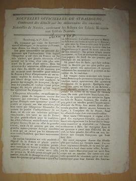 Nouvelles Officielles de Strasbourg, contenant des détails sur les mouvemens des ennemis. Nouvelles de Nantes, contenant les Adieux des fédérés ...