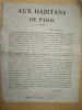 Aux Habitans de Paris. Paris le 31 juillet 1830. [ Rare Affiche de La Fayette annonçant la nomination du Duc d'Orléans au lendemain des Trois ...