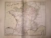 Les 5 Départements des Fermiers Généraux pour les Aides ave les Recettes générales [ Belle carte en coloris d'époque, extraite de l'atlas "La France ...