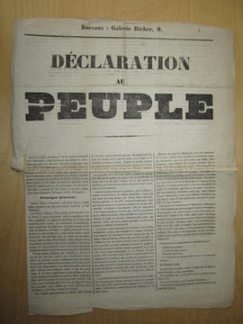Déclaration au Peuple. [ Déclaration des républicains emmenés par Ledru-Rollin, développant leur programme ]. LEDRU-ROLLIN