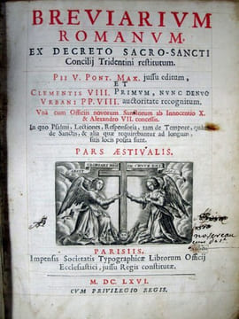 Breviarium Romanum ex decreto sacro-sancti Concilii Tridentini restitutum. Pars Aestivalis. Pii V. Pont. Max. jussu editum, et Clementis VIII primum, ...