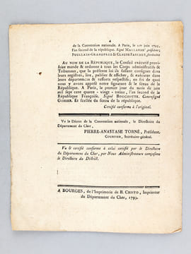 Décret de la Convention Nationale du 26 mai 1793, l'an second de la République Françoise, Concernant une Proclamation aux Citoyens des Départemens ...