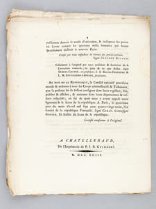 Décret de la Convention Nationale du 4 Avril 1793, Portant qu'il sera nommé un Ministre de la guerre, et qui détermine les fonctions des six Commissaires qui seront envoyés près les Armées du Nord et des Ardennes [ On joint ] Décret du 4 avril 1793 Portant qu'il sera pris 14 membres parmi les Commissaires envoyés dans les Départemens du Nord et de l'Est, pour faire mettre en état de défense les places de guerre.