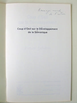 Coup d'oeil sur le développement de la sémiotique.. JAKOBSON, Roman