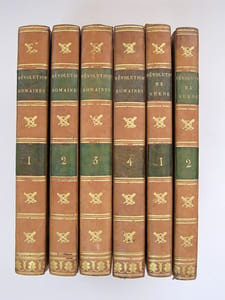 Histoire des Révolutions arrivées dans le Gouvernement de la République Romaine (4 Tomes - Complet) [ Suivi de ; ] Histoire des Révolutions de Suède, Où l'on voit les changemens qui sont arrivés dans ce royaume, au sujet de la religion et du gouvernement (2 Tomes - Complet) (Reliures de Bozérian Jeune ]