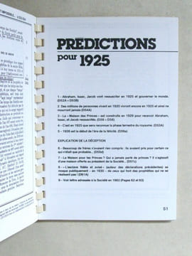 Prédictions des "Témoins de Jéhovah" pour 1874 - 1914 - 1925 - 1975 et dans les années 80. ODDON, Pierre