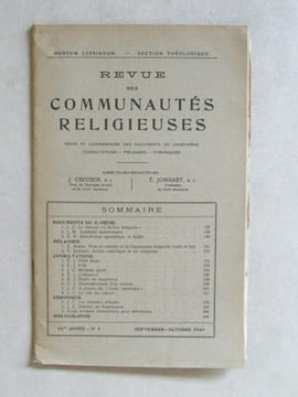 Museum Lessianum. Section Théologique. Revue des Communautés Religieuses. De 1925 à Janvier-Février 1940 (16 Années de la "Revue des Communautés ...