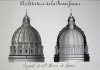 Architecture de la Renaissance. Coupole de la Basilique Saint-Pierre de Rome [ Beau lavis original ] On joint : Plan de St-Pierre de Rome. BONNET, J.