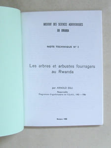 Institut des Sciences agronomiques du Rwanda. Note technique n°2 : Les arbres et arbustes fourragers au Rwanda