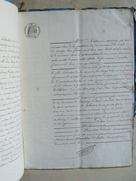 Acte de Vente daté du 11 mai 1861 d'une propriété située rue Couturier [ aujourd'hui rue d'Ornano), à Bordeaux, provenant du domaine de Coupry, acquis ...