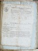 Important lot de documents notariés ( de 1809 à 1854 ) relatifs à l'acquisition (essentiellement par le Sieur Vallet) des terrains situés sur la ...