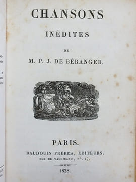 Chansons inédites de M. P. J. de Béranger ( édition originale ). BERANGER, P. J. de