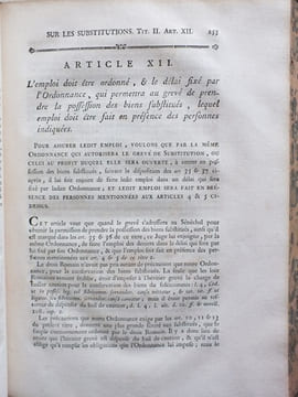 Commentaire de l'Ordonnance de Louis XV sur les Substitutions du mois d'Août 1747. FURGOLE, Me Jean-Baptiste