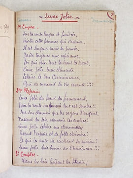 Carnet de Chansons et de Monologues [ Manuscrit commencé le 8 Février 1919 ] Lune Jolie - Martha - Pupée Jolie - L'Embuscade - La Terre Nationale - Le ...
