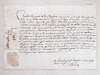 [ Pièce manuscrite datée du 14 octobre 1684, rédigée au nom de l'évêque de Lavaur, Mgr. Charles Le Goux de la Berchère : dispense de charges accordée ...