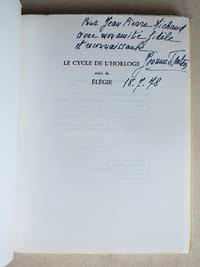 Le Cycle de l'Horloge suivi de Elégie. [ Livre dédicacé par l'auteur ]