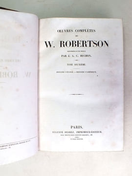 Oeuvres complètes de W. Robertson (2 Tomes - Complet) Tome 1 : Histoire de l'Empereur Charles-Quint. Recherches historiques sur l'Inde ancienne ; ...