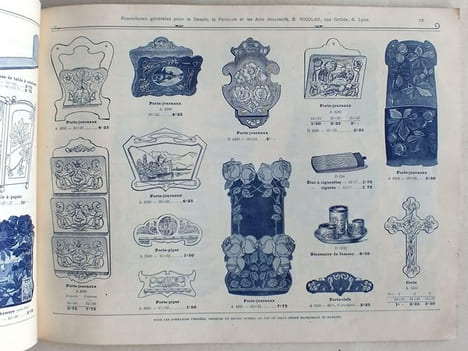 Procédés modernes de Décoration Cuivre - Etain - Cuir repoussés et patinés. E. Nicolas. Lyon. Pyrogravure. Pyrosculpture. Tôle-Majolique et Terre ...