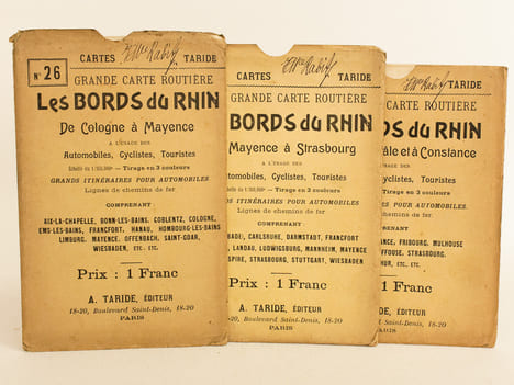 Cartes Taride. Grande Carte Routière. Les Bords du Rhin (3 Cartes - Complet) Les Bords du Rhin. N°26 : De Cologne à Mayence ; N°27 : De Mayence à ...