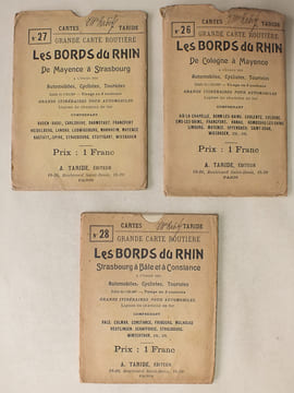 Cartes Taride. Grande Carte Routière. Les Bords du Rhin (3 Cartes - Complet) Les Bords du Rhin. N°26 : De Cologne à Mayence ; N°27 : De Mayence à ...