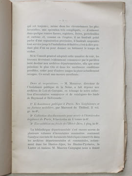 Rapport au Conseil Général sur le Service des Archives de Lot-et-Garonne [ 1904-1905 ]. BONNAT, René