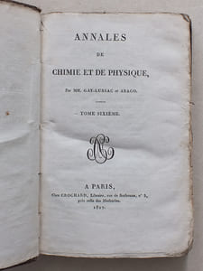 Annales de Chimie et de Physique. Année 1817 - Volume III - Tome Sixième [ Tome 6 - Tome VI ]  : Questions sur la Théorie-Physique de la Chaleur rayonnante (Fourier) ; Mémoire sur les Combinaisons du soufre avec les alcalis (Gay-Lussac) ; Observations de Mercure et de la Planète Vesta (Schroëter de Lilienthal), etc... 