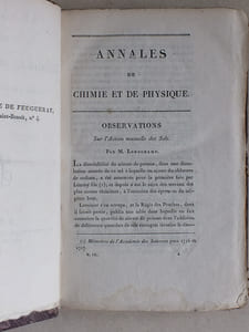  Annales de Chimie et de Physique. Année 1818 - Volume II - Tome Neuvième [ Tome 9 - Tome IX ] : Lettre de M. Fresnel à M. Arago, sur l'influence du mouvement terrestre dans quelques phénomènes d'optique ; Recherches sur un nouveau corps minéral trouvé dans le soufre fabriqué à Fahlun [ Découverte du Sélénium ] (Berzelius) ; Suite des recherches  (Berzelius) ; Sur le Mouvement par bons de plusieurs globes de feu (Chladni) ; etc...