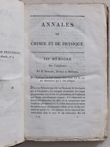  Annales de Chimie et de Physique. Année 1819 - Volume I - Tome Dixième [ Tome 10 - Tome X ] : Sur les Chronomètres de MM. Bréguet ; Mémoire sur la théorie des instruments à vent (Poisson) ; Extrait d'un Mémoire sur la théorie analytique des assurances (Fourier) ; Mémoire sur l'action que les rayons de lumière polarisés exercent les uns sur les autres (Arago et Fresnel) ; Recherches sur quelques points importans de la théorie de la chaleur [Loi de Dulong et Petit ] (Petit et Dulong) ; Sur les aérolithes de la Chine (Abel-Rémusat), etc...