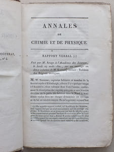 Annales de Chimie et de Physique. 1821 - Volume 3 : Tome Dix-Huitième [ Tome 18 - Tome XVIII ] : Note sur un appareil à l'aide duquel on peut vérifier toutes les propriétés des conducteurs de l'électricité voltaïque découvertes par M. Ampère - Suite de la note (Ampère) ; Sur l'attraction des Corps sphériques, et sur la répulsion des fluides élastiques (Laplace) ; Eclaircissement de la théorie des fluides élastiques (Laplace) ; Sur les mouvemens électro-magnétiques et la théorie du magnétisme (Faraday) ; Notes relatives au Mémoire de M. Faraday ; etc...